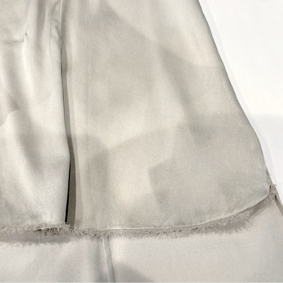 Elie Tahari Women Silk Blouse S Ivory Abstract Print Fringe High-Low Quiet Luxur - Picture 6 of 11